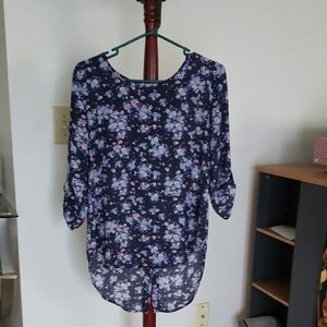 Pink Republic Purple Ruched 3/4 Sleeve Blouse